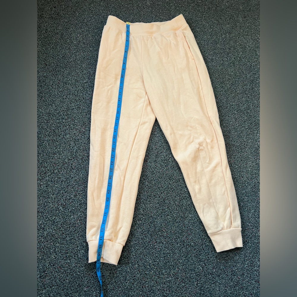FOREVER21 Pastel Yellow Sweatpants Loungewear Baggy Cotton Pants Back Pocket M - Picture 14 of 16